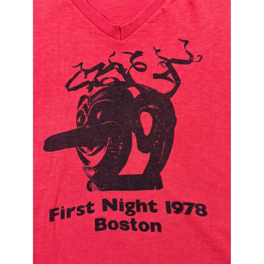 Vintage 1978 First Night Boston Stedman MED Shirt V-Neck WCOZ Rock 94.5 USA SS